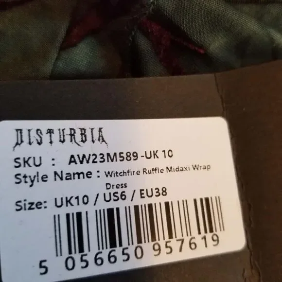 NWT Disturbia Witchfire Ruffle Midaxi Wrap Dress Size 6 - Picture 7 of 8